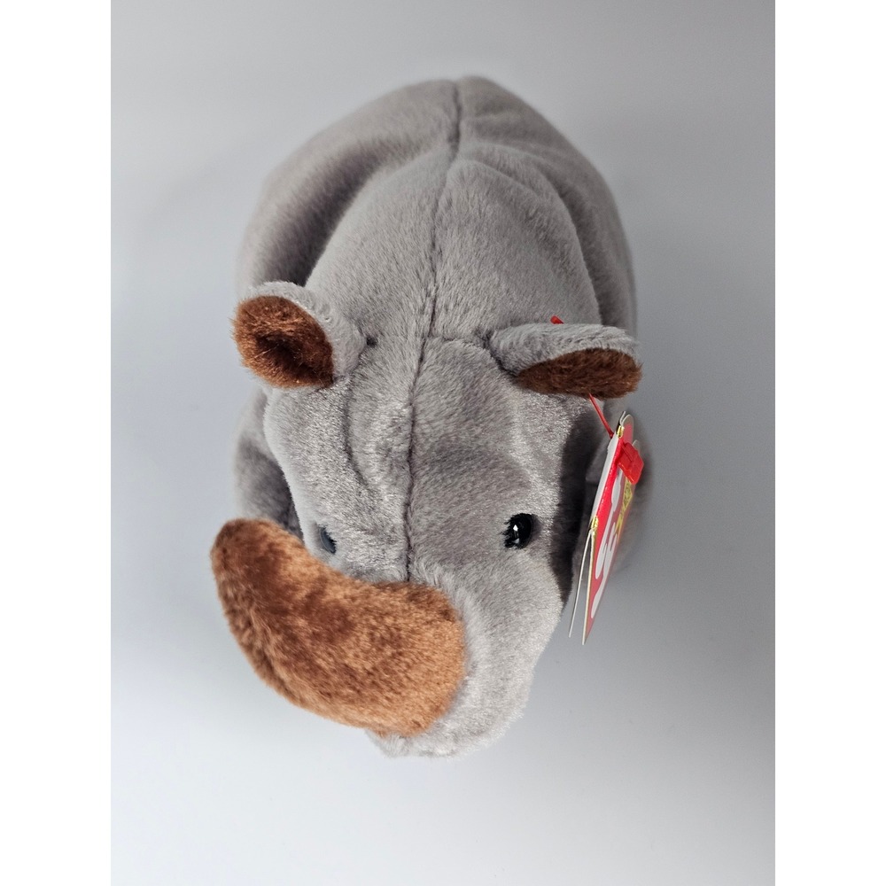 Ty Beanie Baby Spike the Rhino Grey Plush Animal 1996 Vintage Collectible 4060
